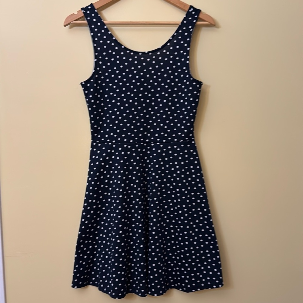 H&M blue and white polka dot slip on dress. Size US8